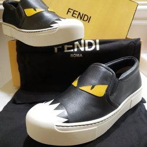 NWT Fendi Leather Monster Slip On Sneakers